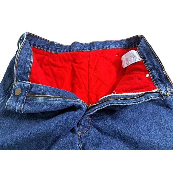 Wrangler Rugged Wear Mens 38x34Fleece Lined Jeans Red Cuff Workwear Denim Winter - Picture 3 of 8